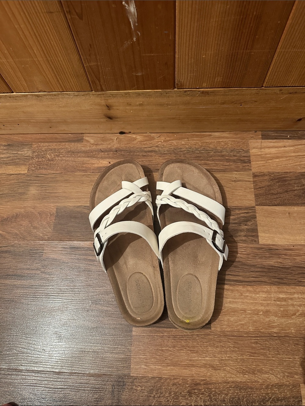 Maurices White Braided Strap Slide Sandals